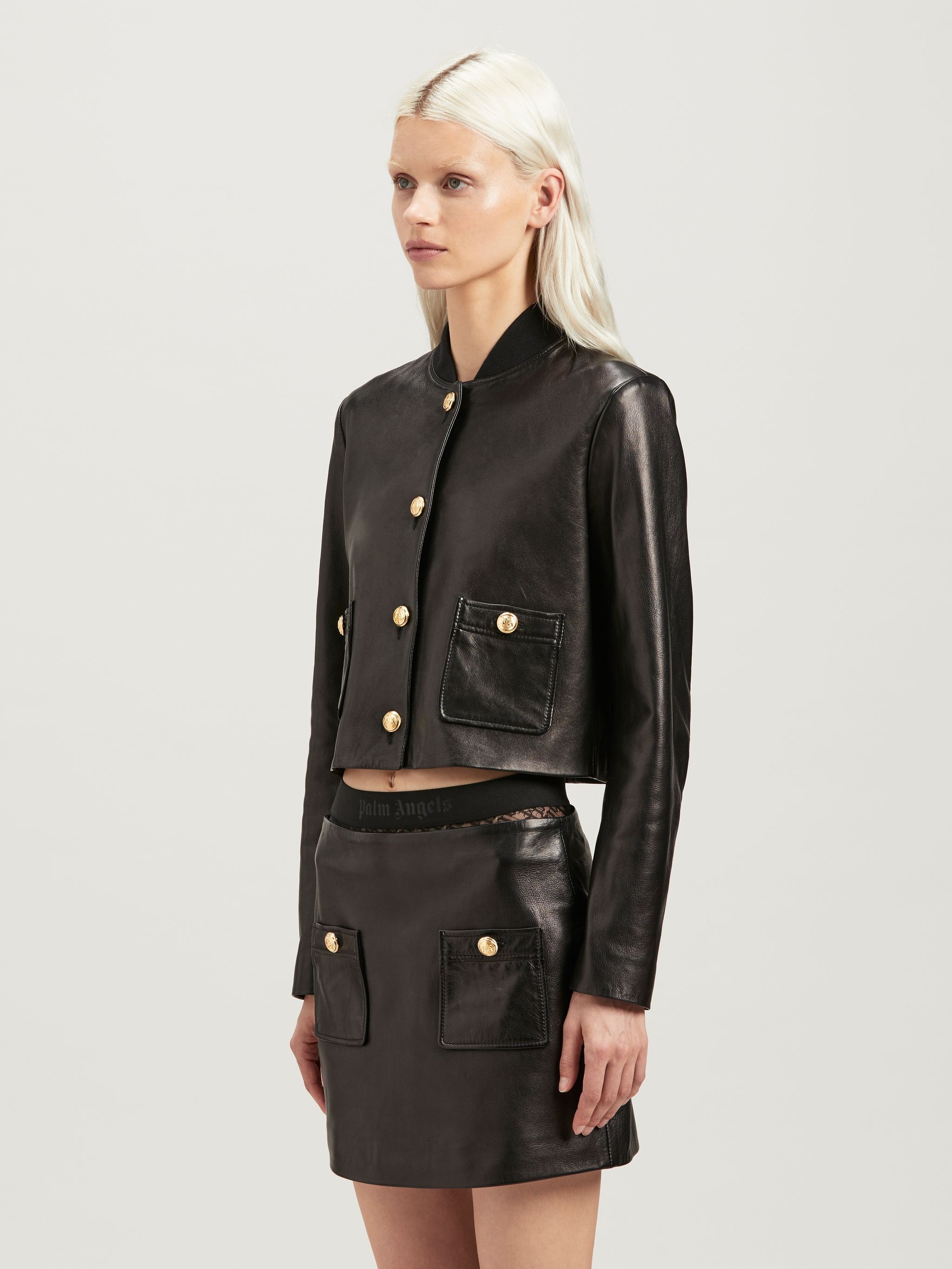Buttons Leather Jacket - 4