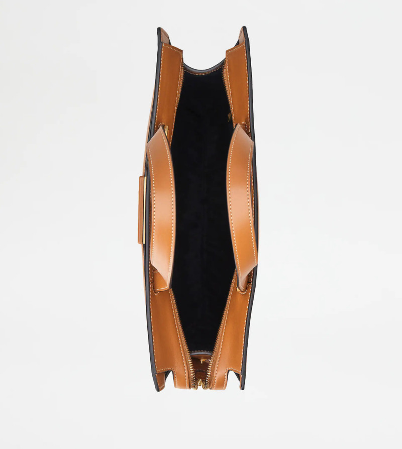 T TIMELESS SHOPPING BAG IN LEATHER MEDIUM - BROWN 3