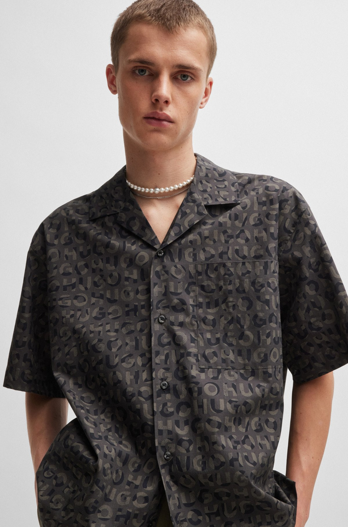 OVERSIZE-FIT SHIRT IN SEASONAL-PRINT COTTON POPLIN - 3