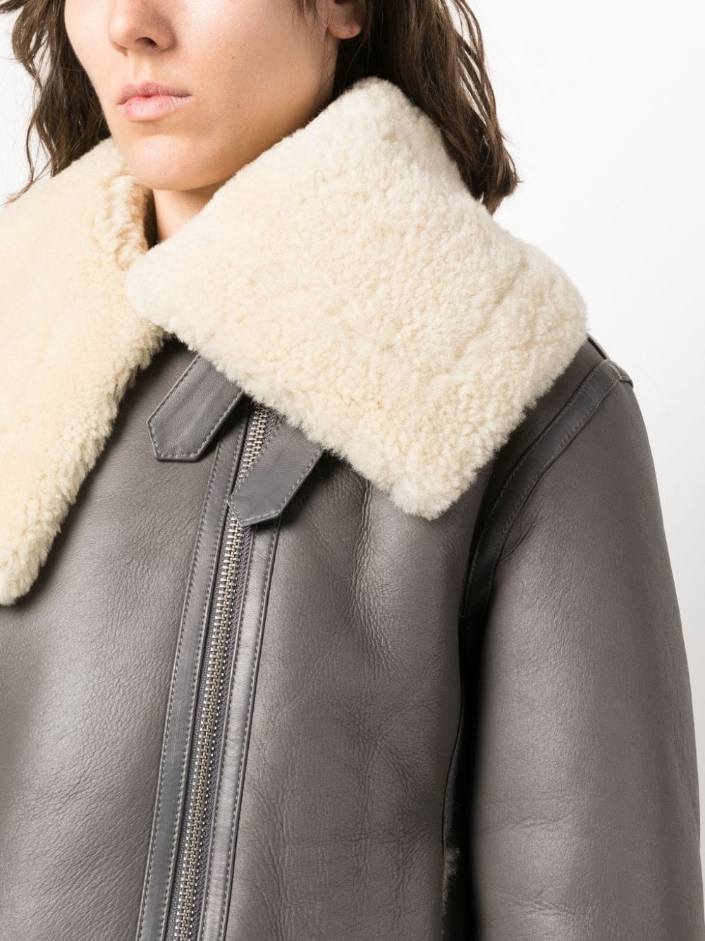 Jacke fleece-collar leather coat - 5