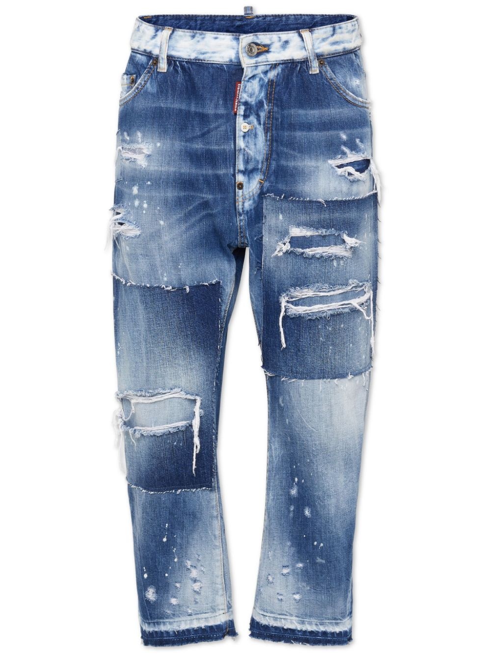 patchwork cropped jeans - 1