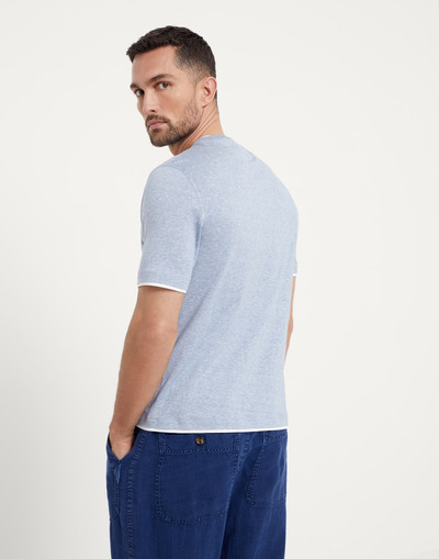 Brunello Cucinelli Linen and cotton jersey crew neck T-shirt with faux-layering outlook