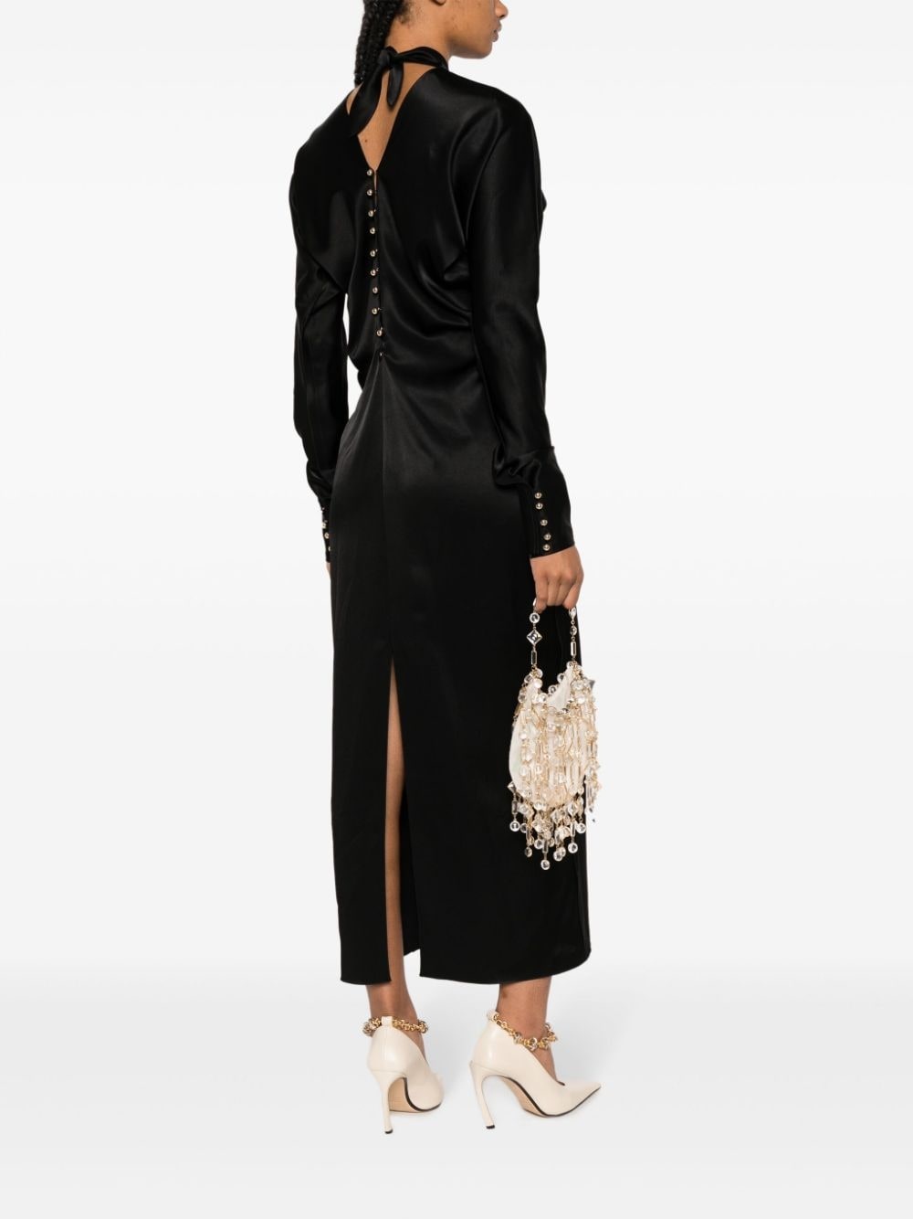 satin draped midi dress - 2