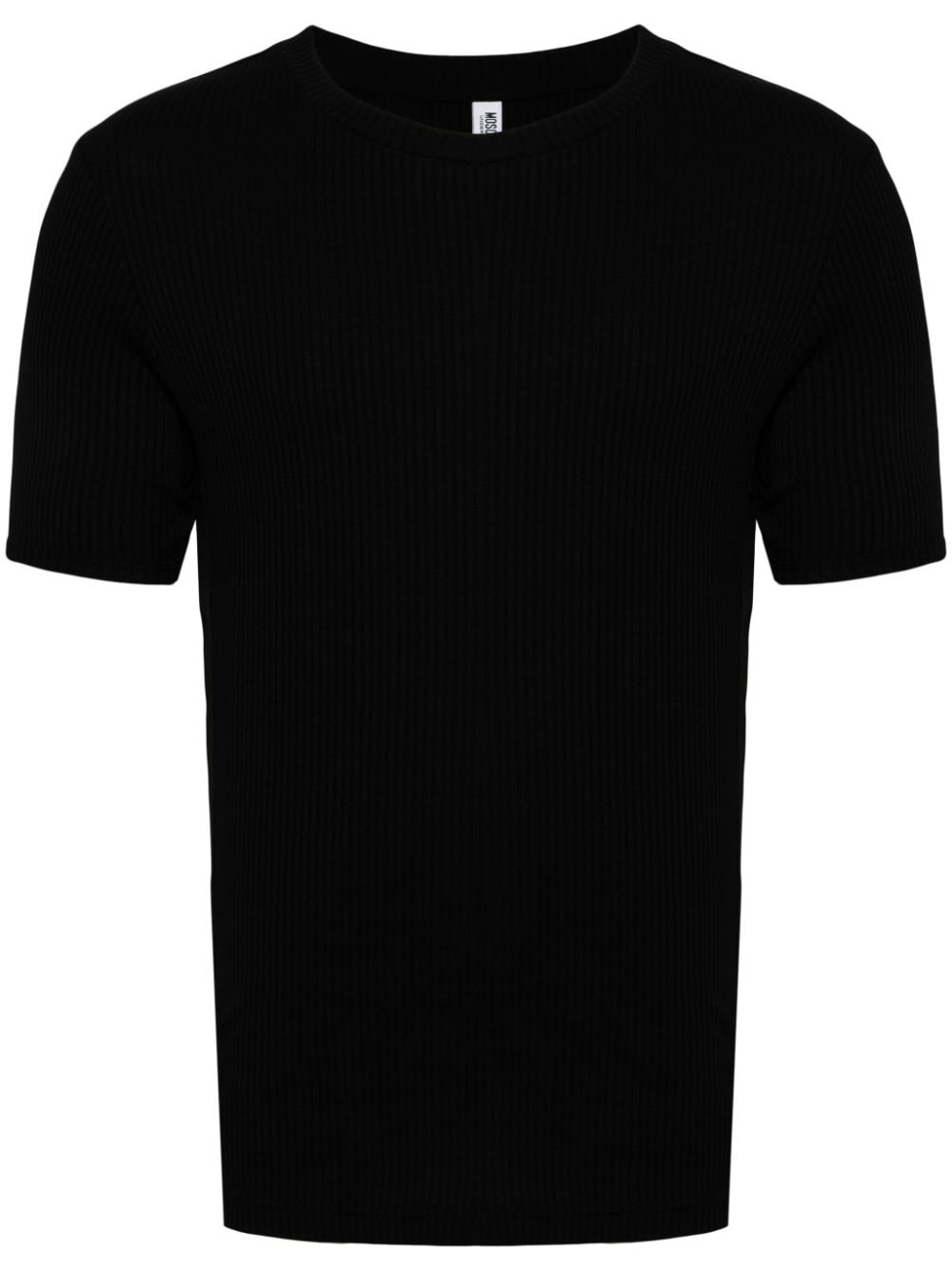 logo-tape ribbed T-shirt - 1