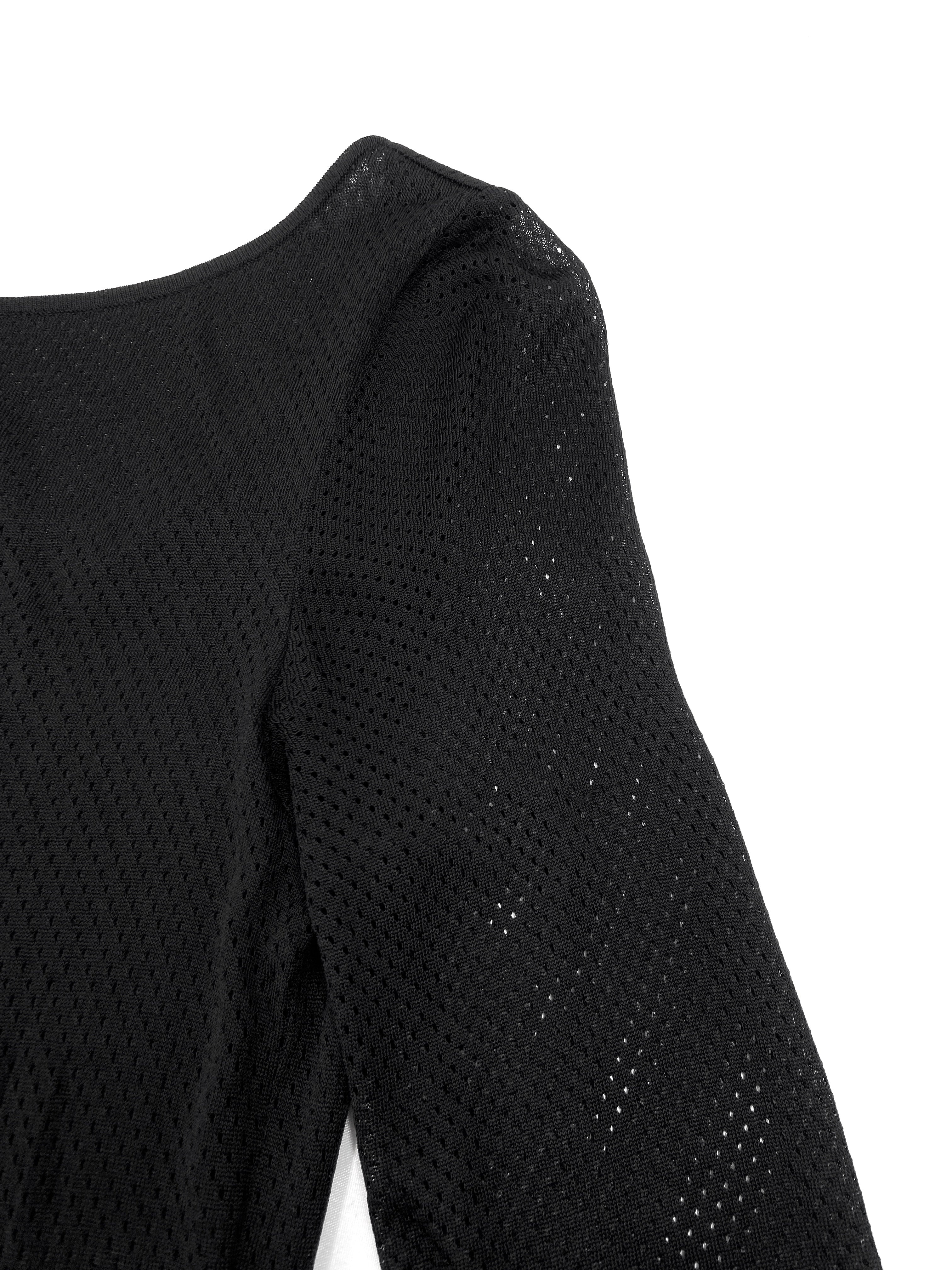 Gucci Spring 2000 Tom Ford Black Cut-Out Jersey Mesh Dress L - 8
