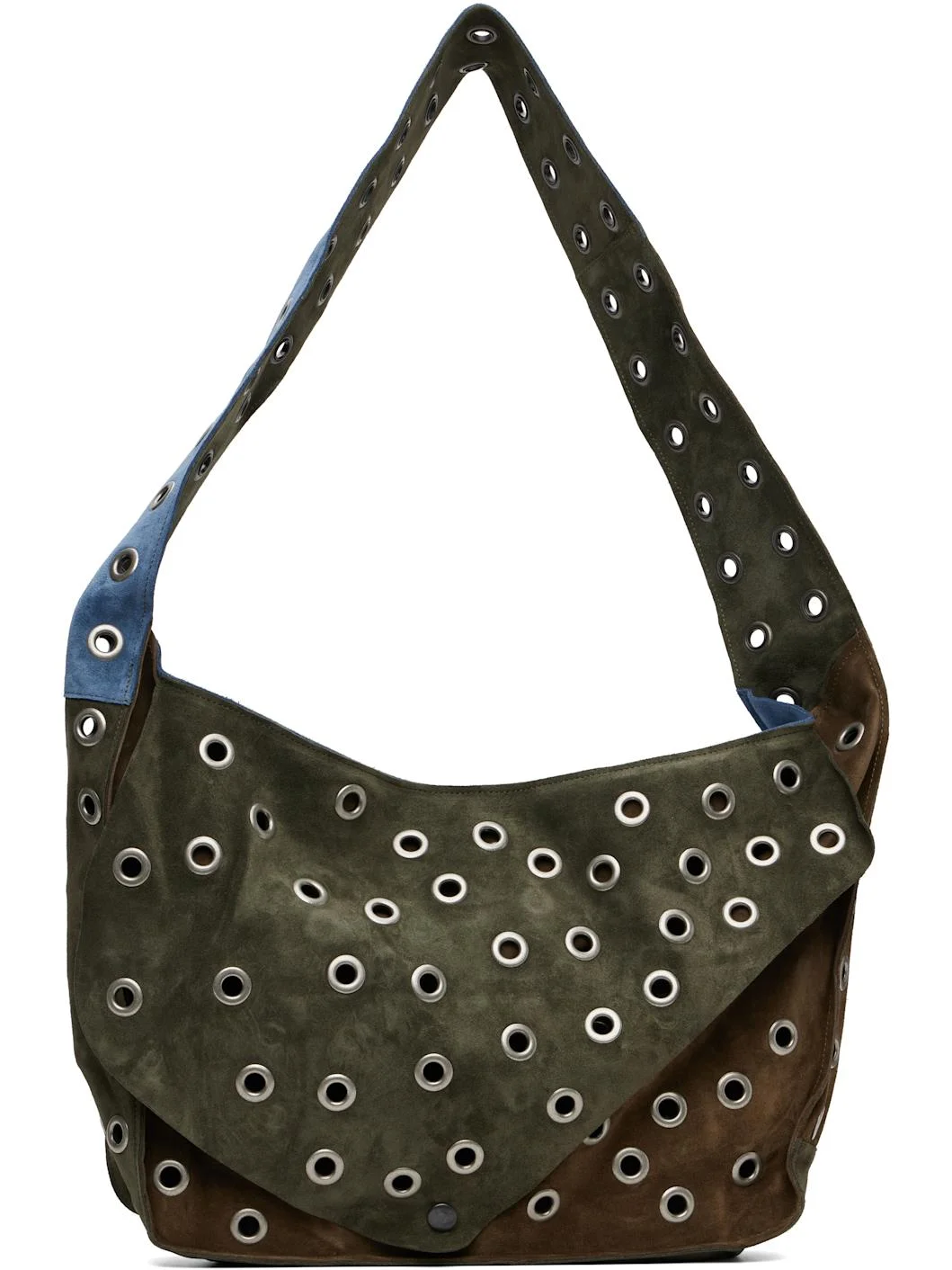 Khaki & Blue Record Messenger Bag - 1