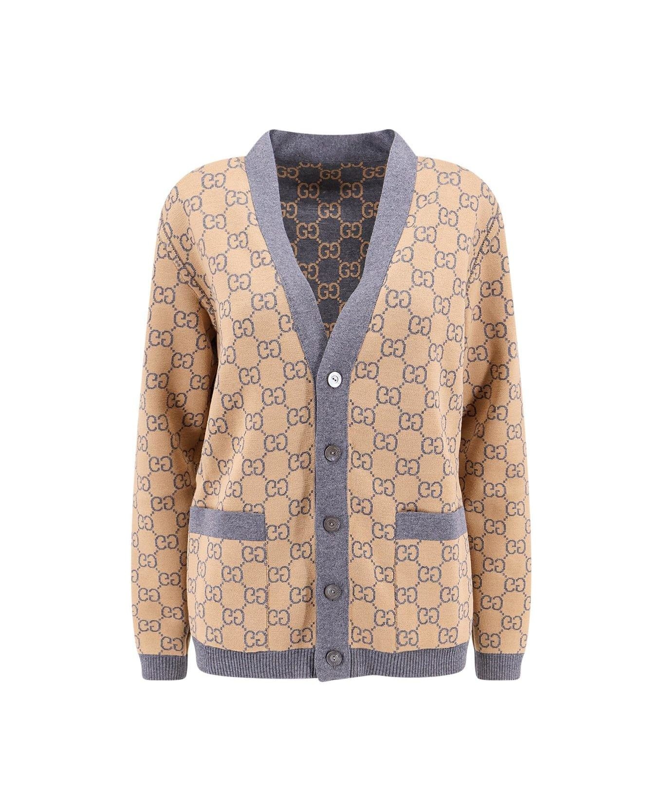 Monogrammed Intarsia Button-up Cardigan - 3
