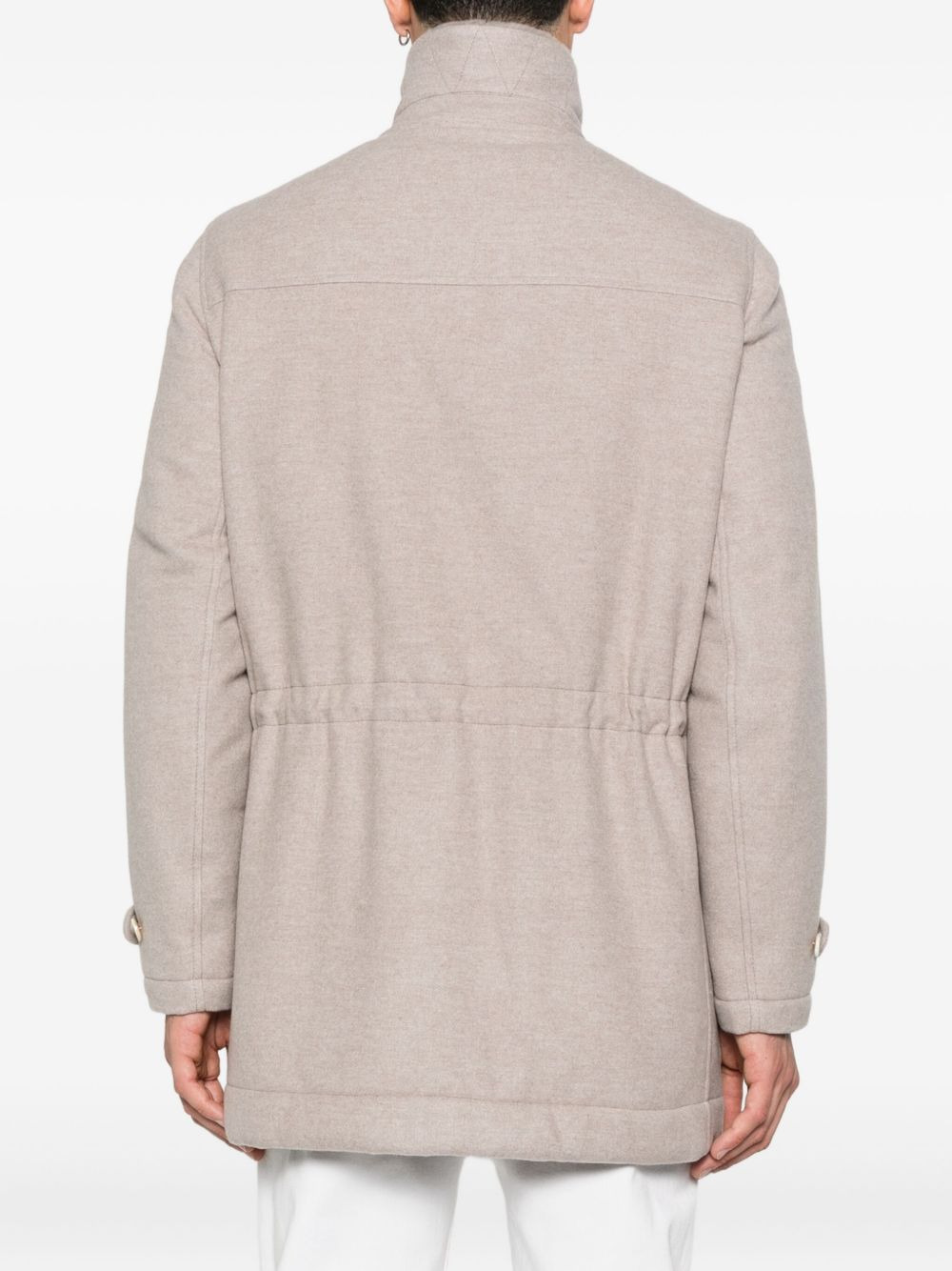 trimmed-collar single-breasted coat - 4