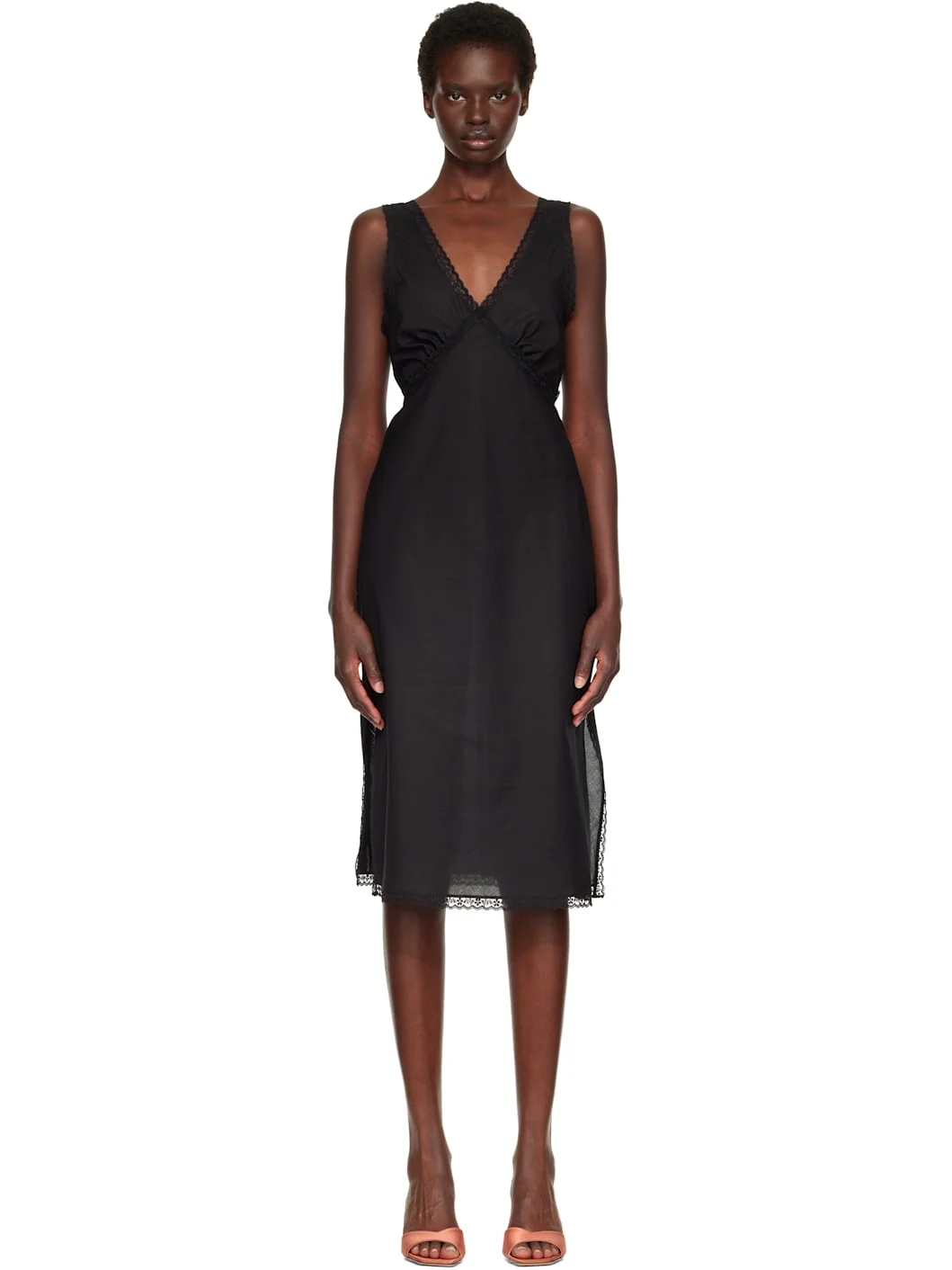 Black 'The Iris Slip' Midi Dress - 1