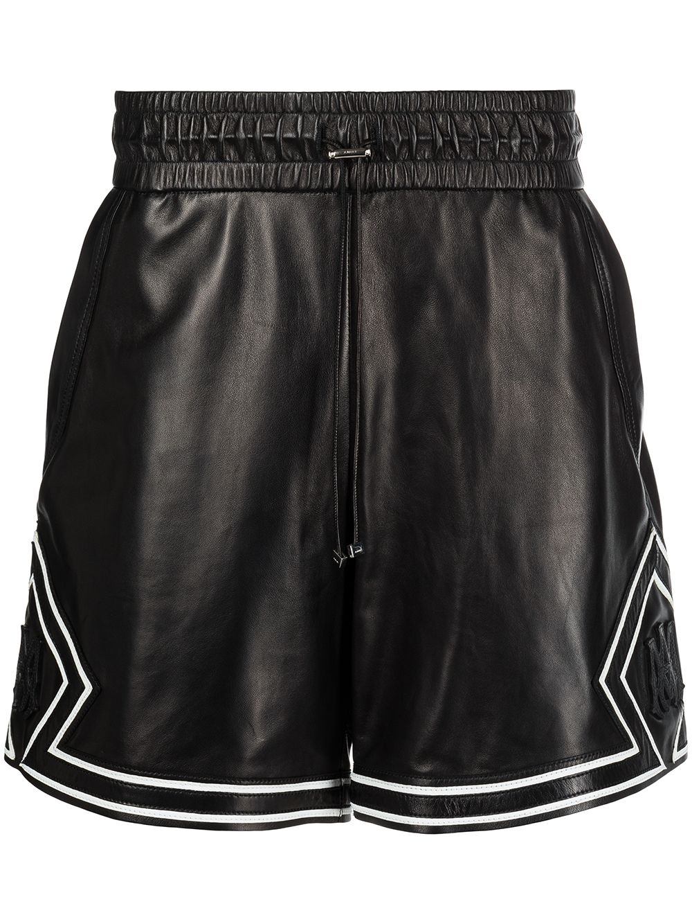 appliqué-logo leather shorts - 1