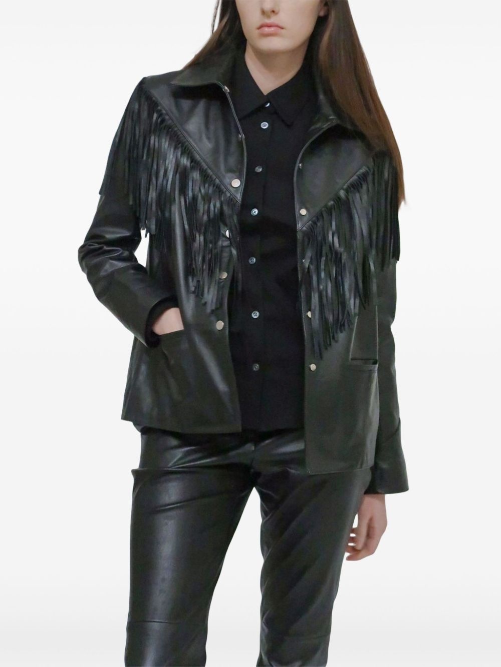 fringe leather jacket - 5