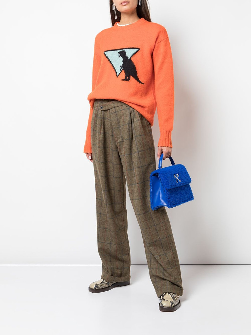 R13 checked relaxed trousers outlook