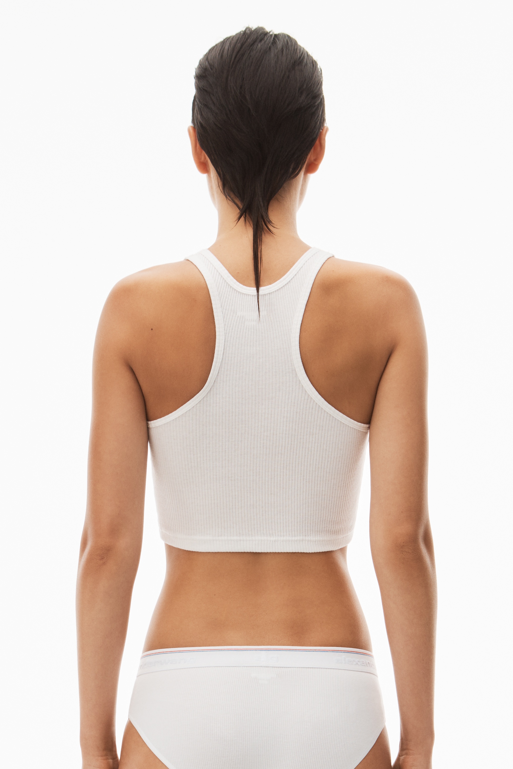 Cropped Racerback Tank in Ribbed Cotton Jersey - 4
