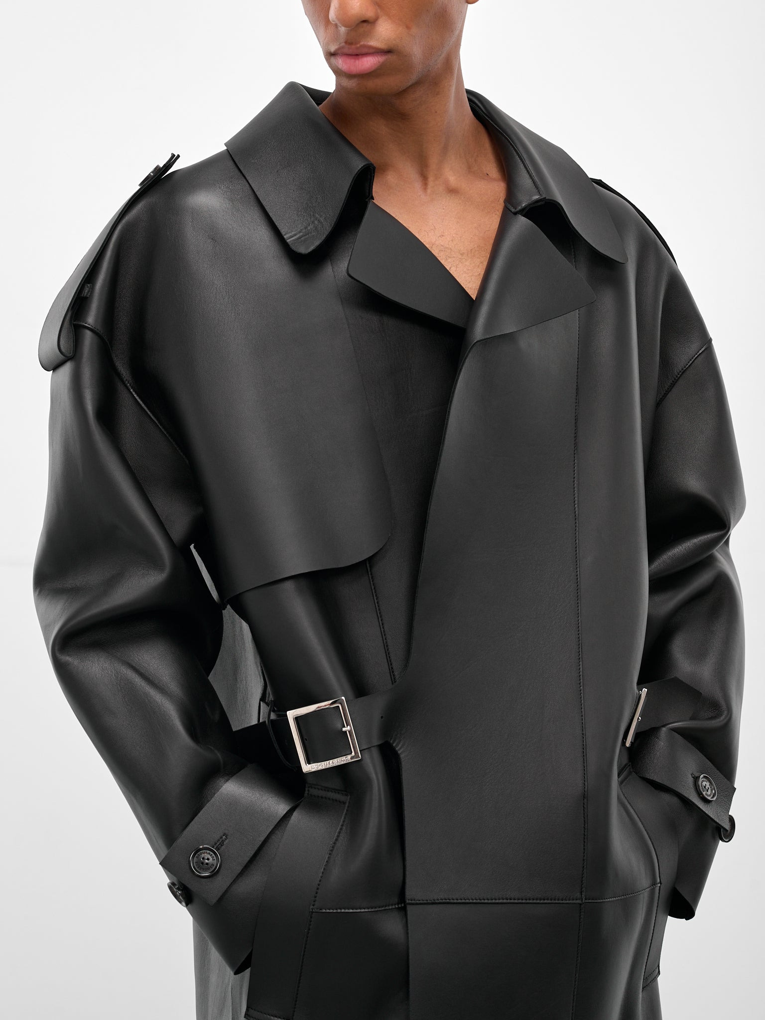 Black Sheep Leather Trench Coat - 4
