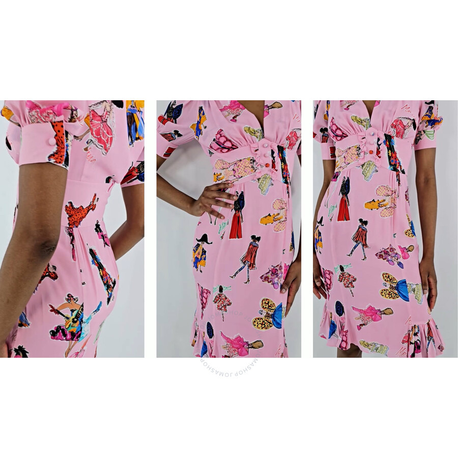 Moschino Ladies Fantasy Print Pink Illustration Print Dress - 3