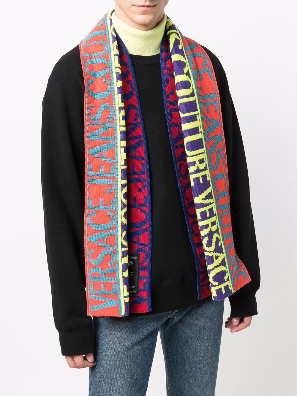 logo colour-block scarf - 2