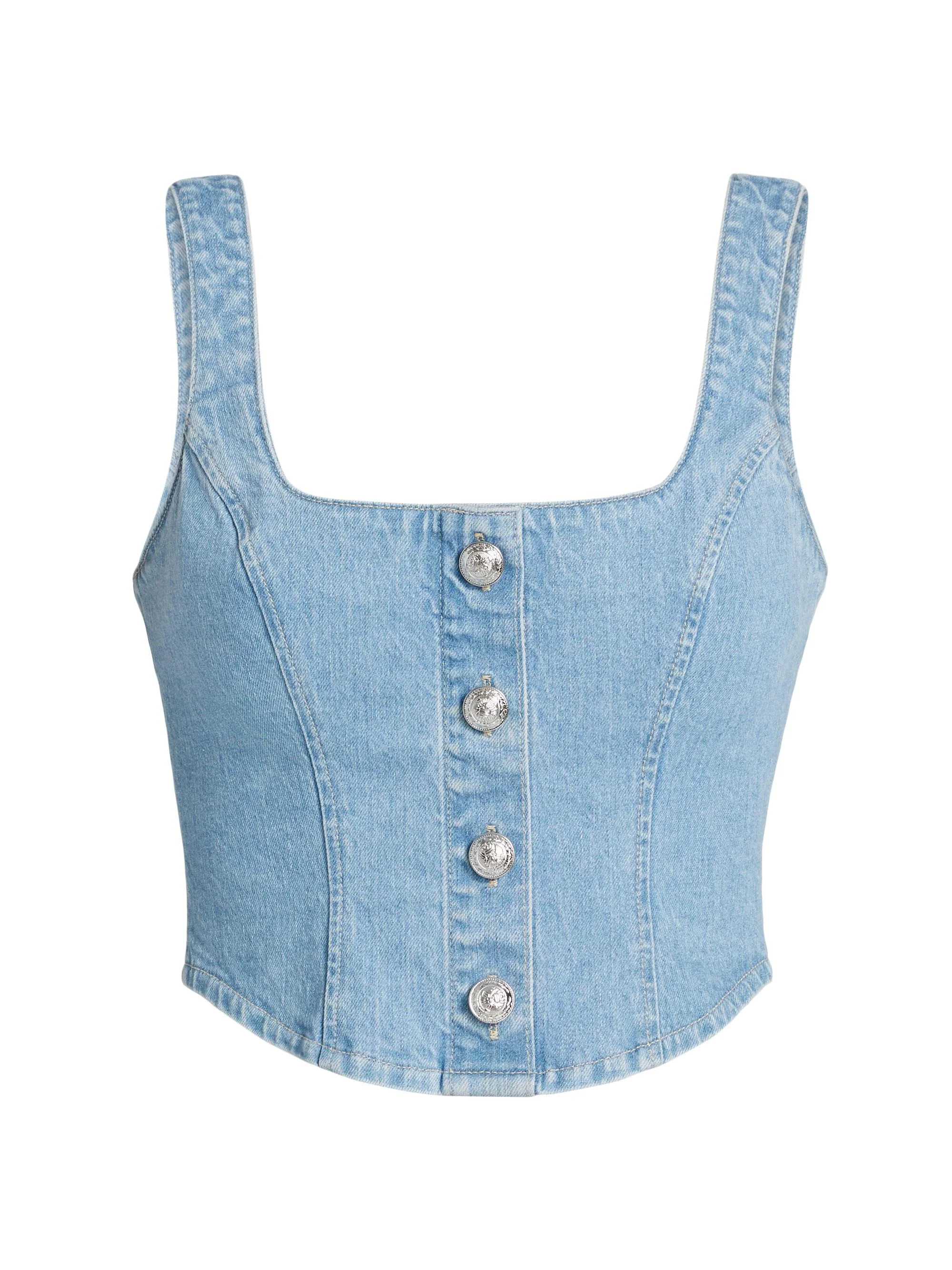 Women's Saga Denim Button-Front Tank - Olvera - 1