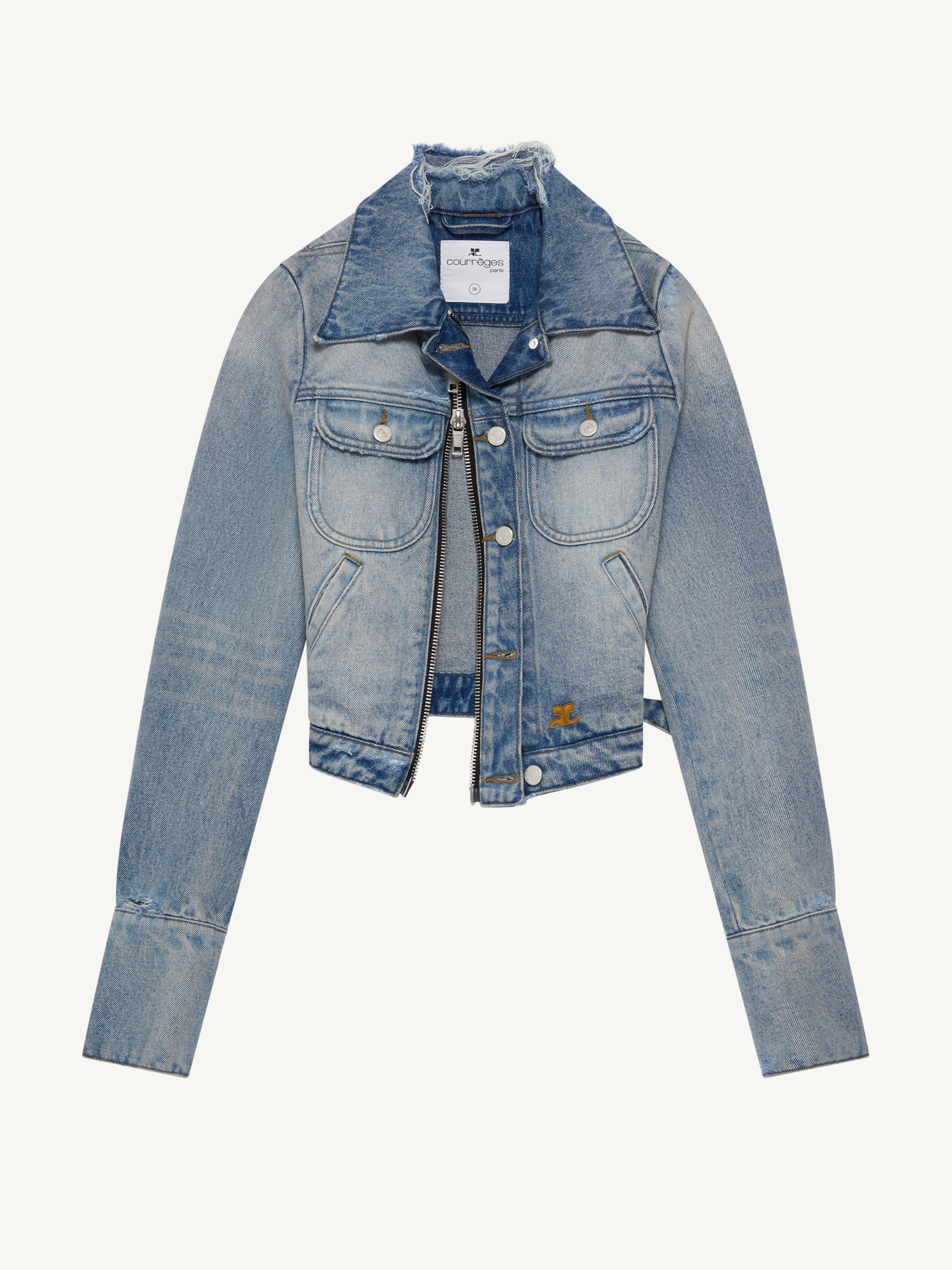 ZIPPER BLUE DENIM JACKET - 1