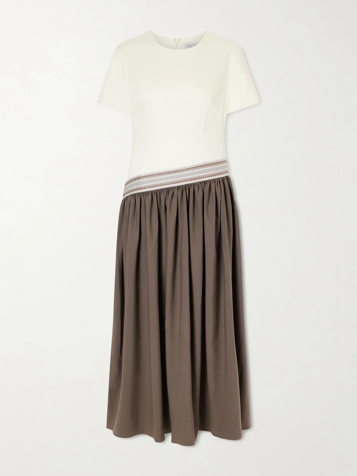 Sadu Asymmetric Grosgrain-trimmed Cotton-jersey And Twill Maxi Dress - 1
