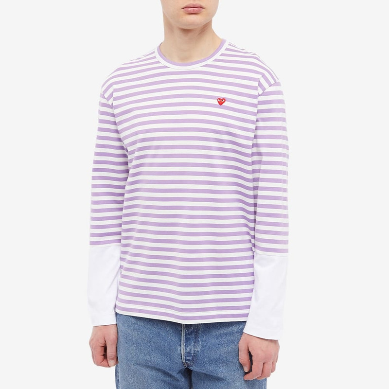 Comme des Garçons PLAY Comme des Garcons Play Long Sleeve Stripe Contrast Sleeve Te outlook