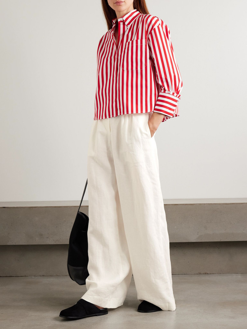 TWP Pintucked linen wide-leg pants Ivory outlook