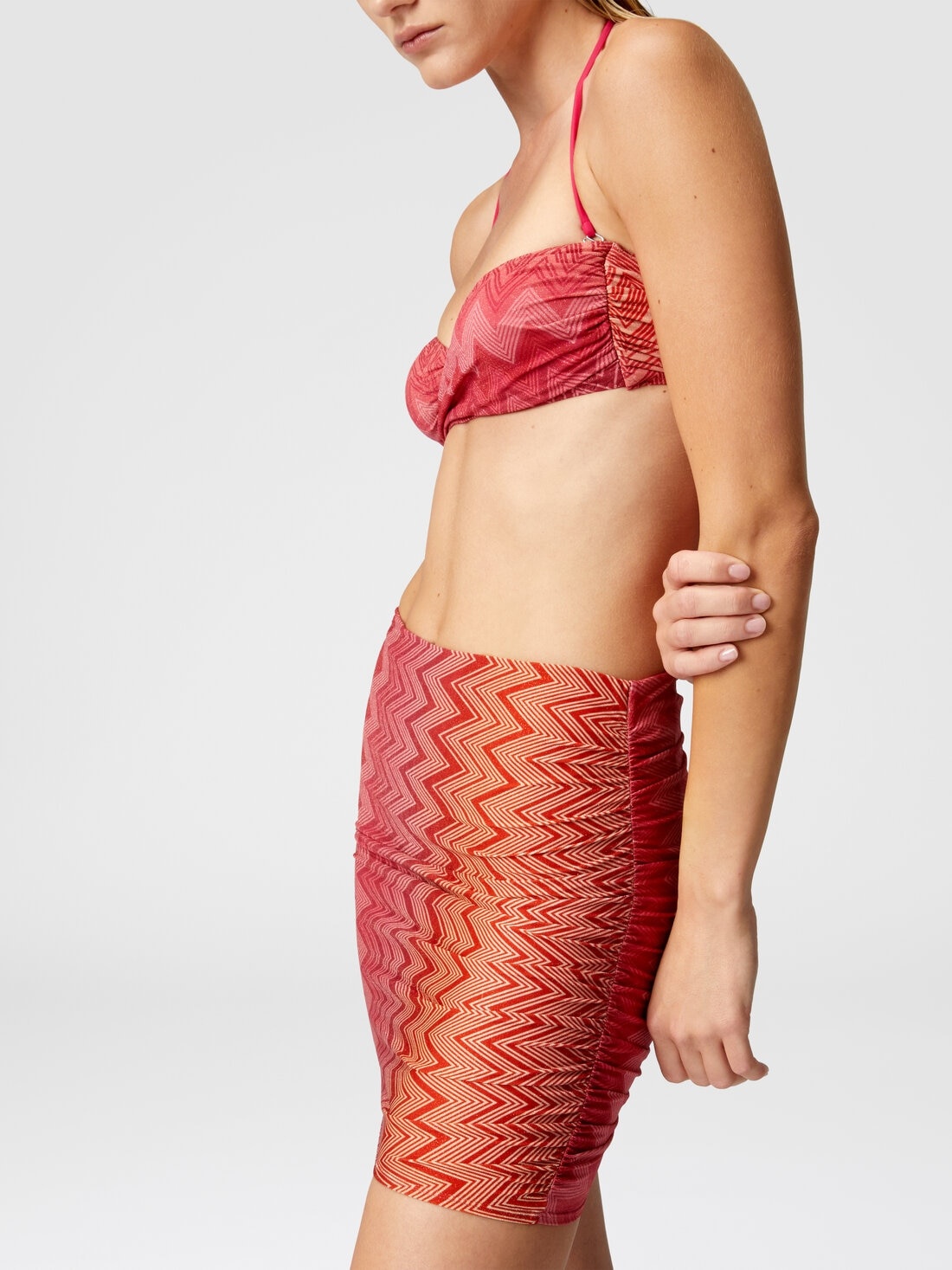 Minskirt cover-up in stretch nylon zig zag lamé - 5