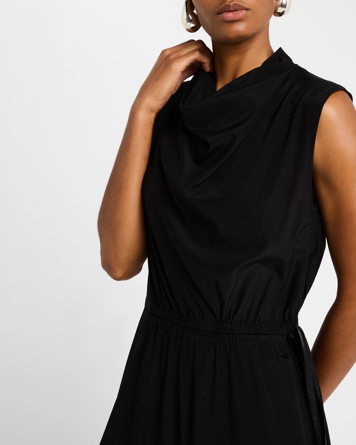 Sabrina Cowl-Neck Sleeveless Ruched Midi Dress - 6