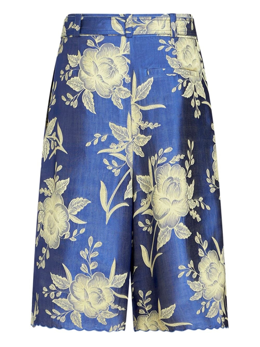 floral-jacquard belted shorts - 7
