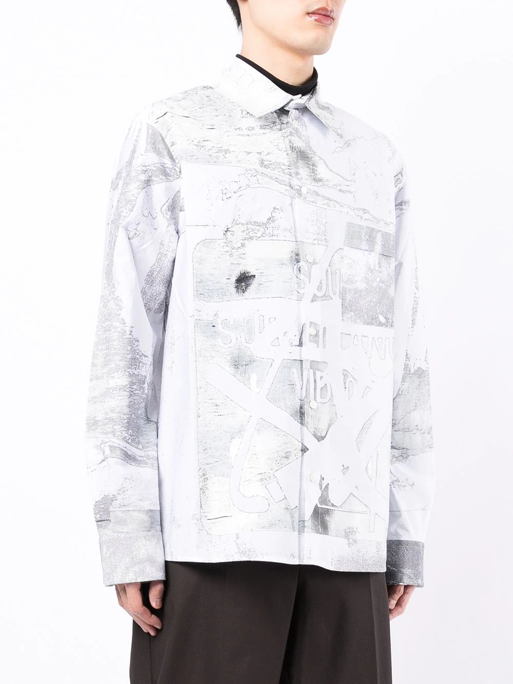 faded-print oversized cotton shirt - 3