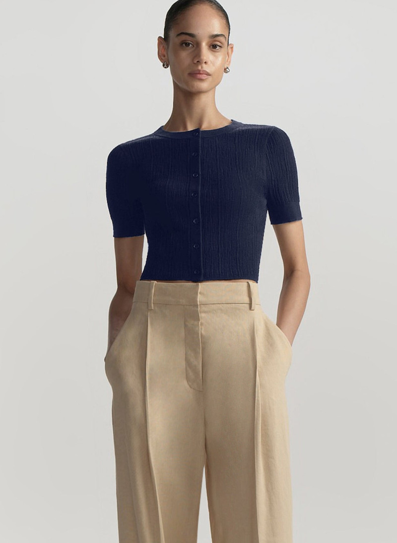 Lottie Fine Cotton Cropped Cardigan - 1