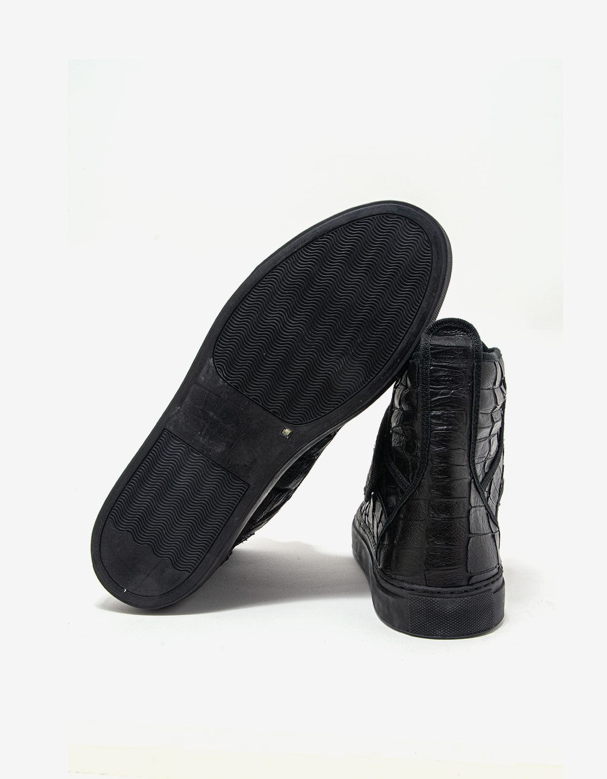 Raf Simons Black Croc Effect High Top Trainers - 3