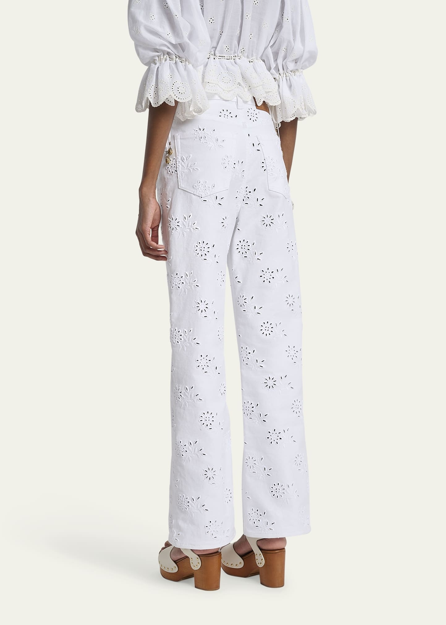 Broderie Anglaise Denim Straight-Leg Jeans - 3