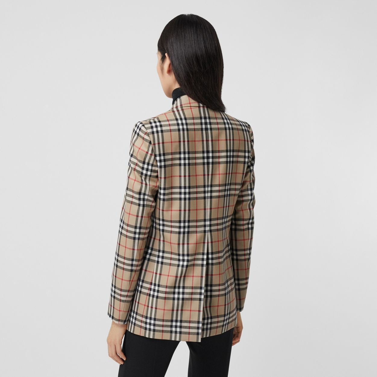 Vintage Check Wool Tailored Jacket - 3