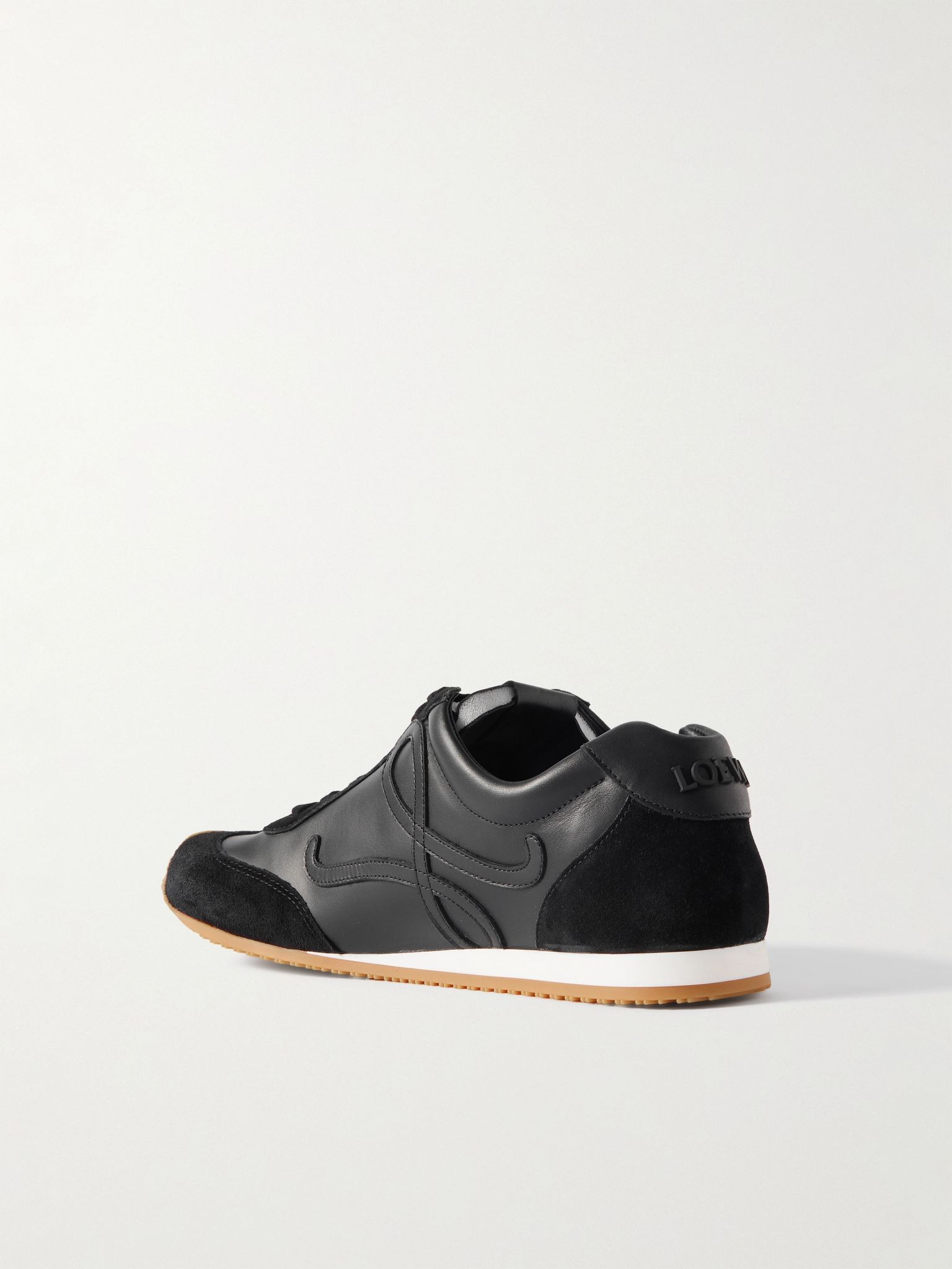 Ballet Runner 2.0 Suede-Trimmed Leather Sneakers Black - 4
