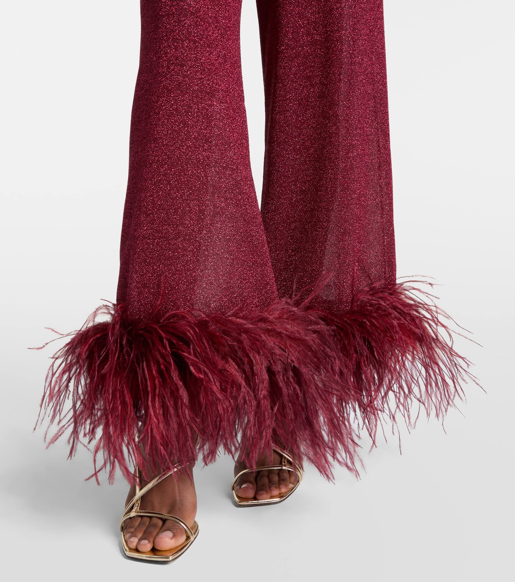 Lumière feather-trimmed wide-leg pants - 5