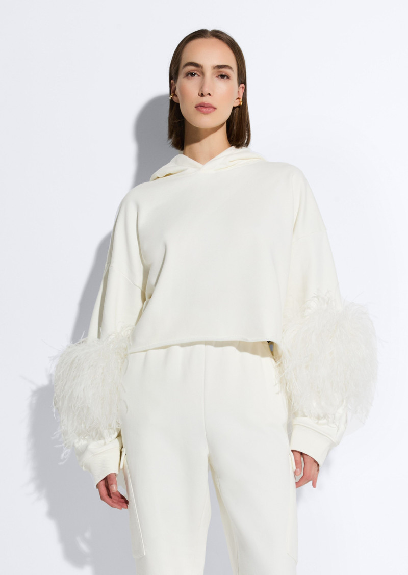 LAPOINTE Cotton Sweatshirt With Feathers outlook
