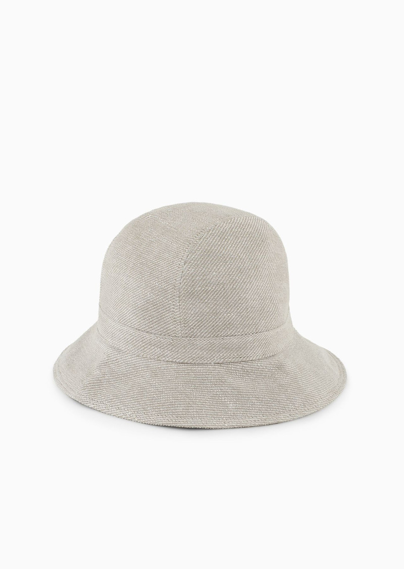 EMPORIO ARMANI Icon linen-blend cloche hat outlook
