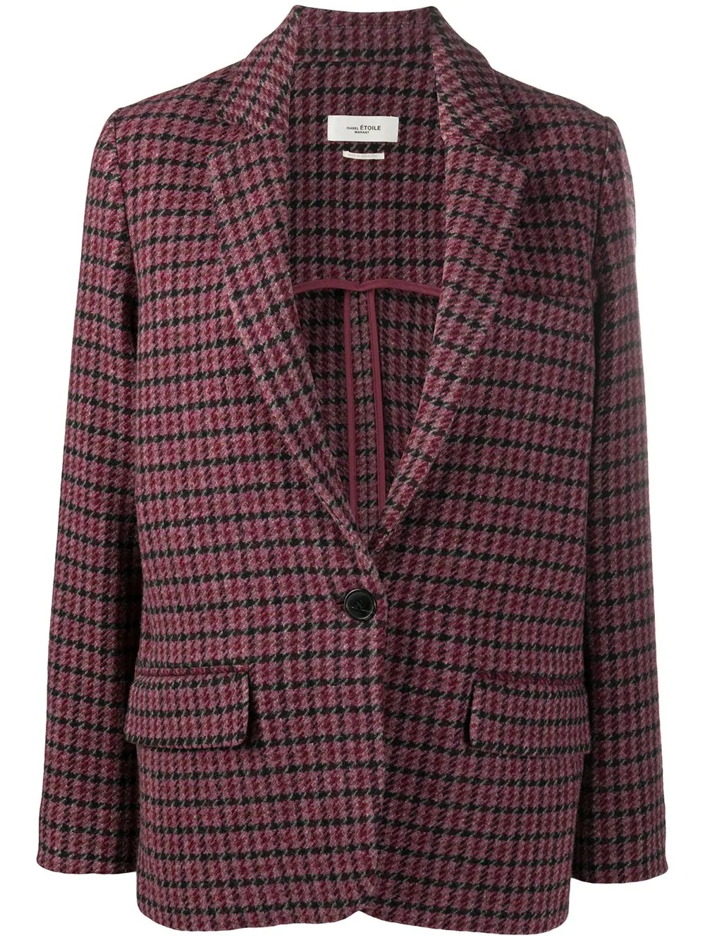 long-sleeved check pattern blazer - 1