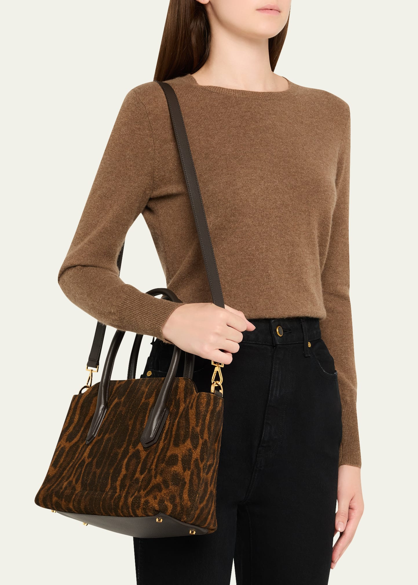 Alexander Medium Top-Handle Bag in Ocelot Suede - 2