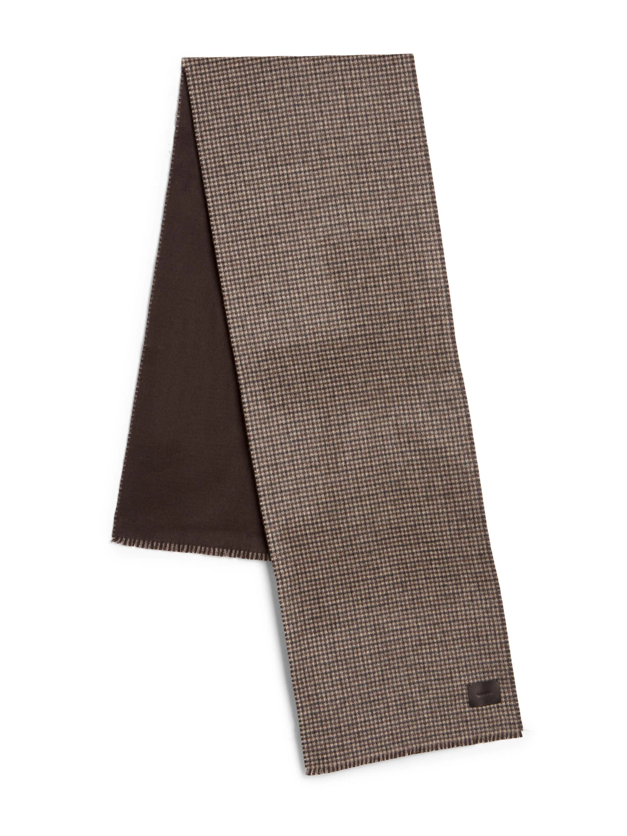 Men's Houndstooth Double-Face Wool-Cashmere Scarf - Brown - 1