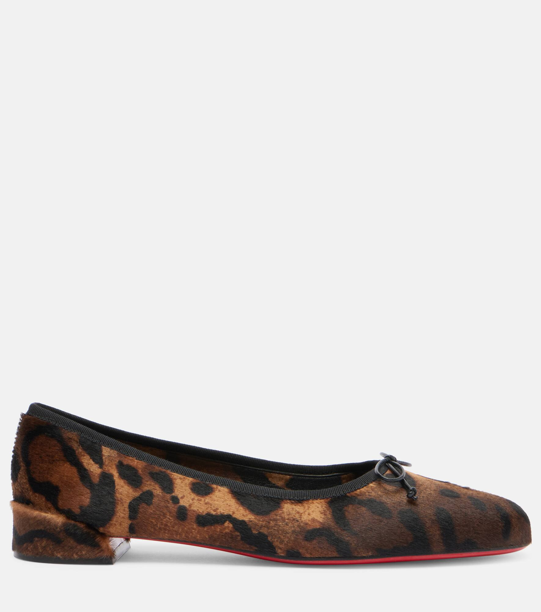 Leopard-print calf hair ballet flats - 4