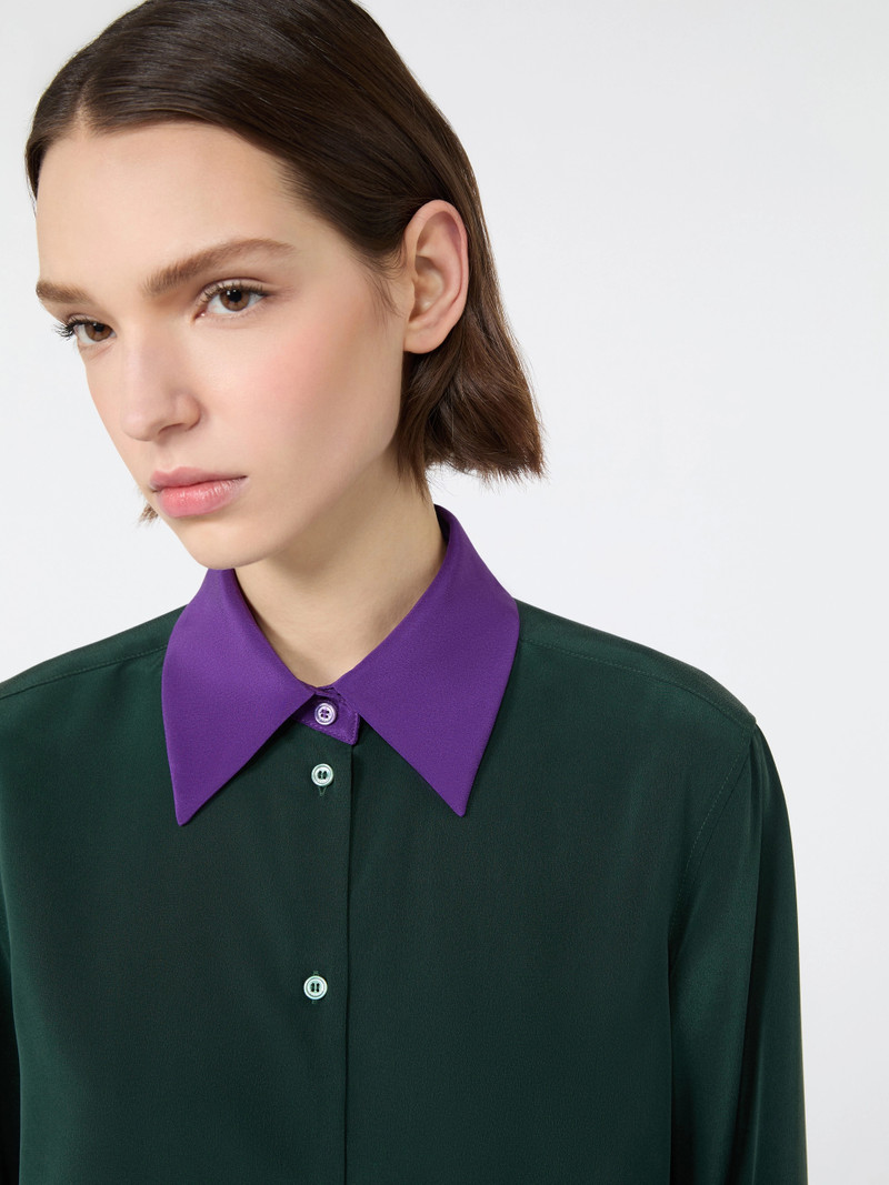 WKSECCELSO Silk crepe de chine shirt - DARK GREEN 6