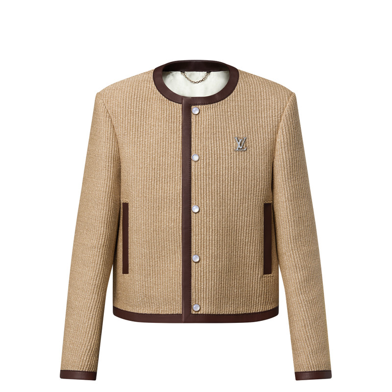 Embellished Raffia Chic Collarless Jacket 1