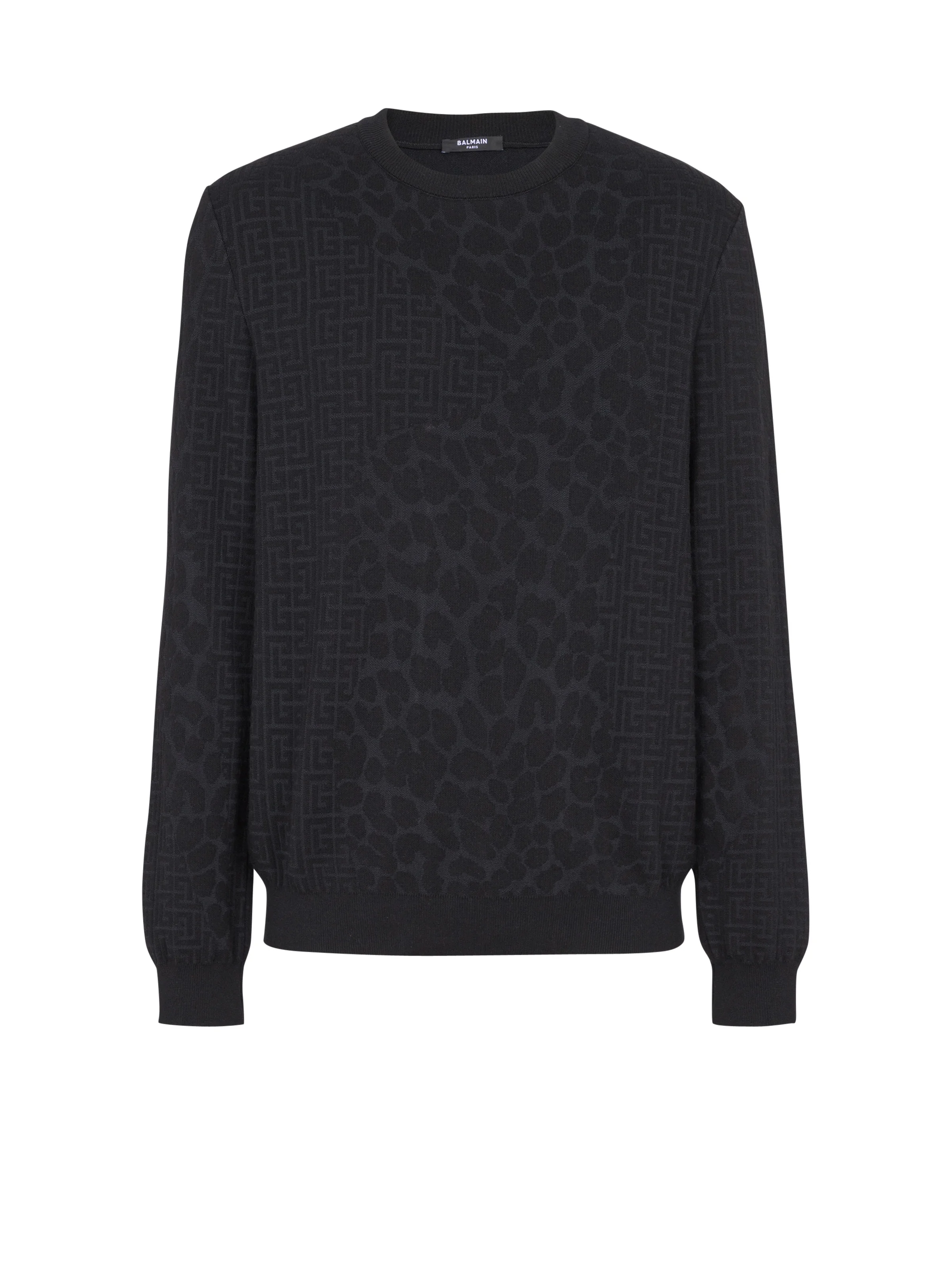 Monogram knit and leopard pattern jumper - 1