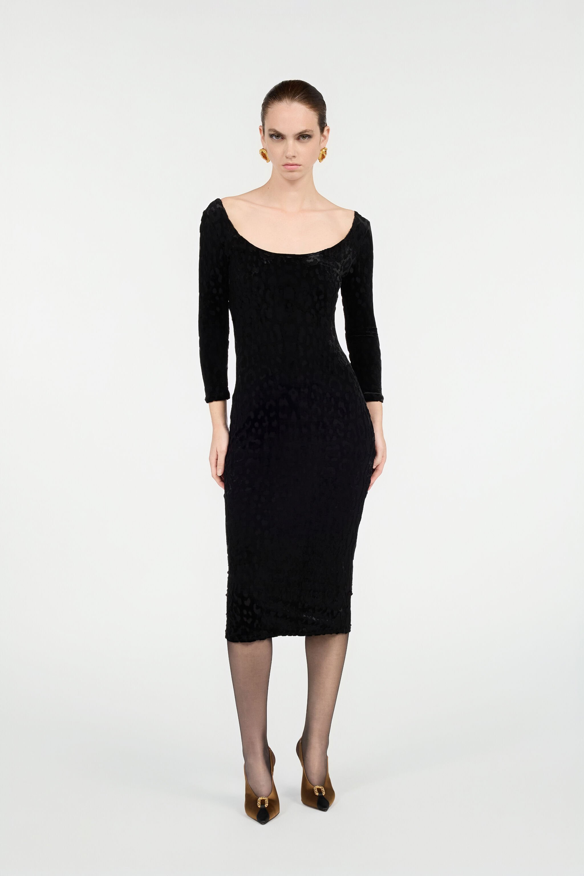 Black Sheath Dress With Jaguar Skin Pattern - 2