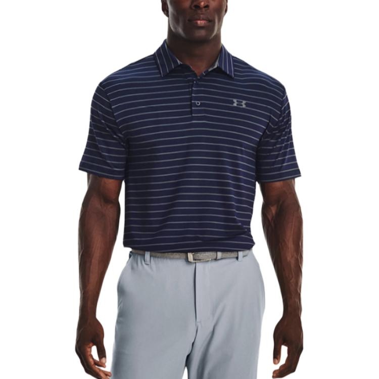 Under Armour Playoff Core Stripe Polo Shirt 'Midnight Navy Grey' 1351130-410 - 3