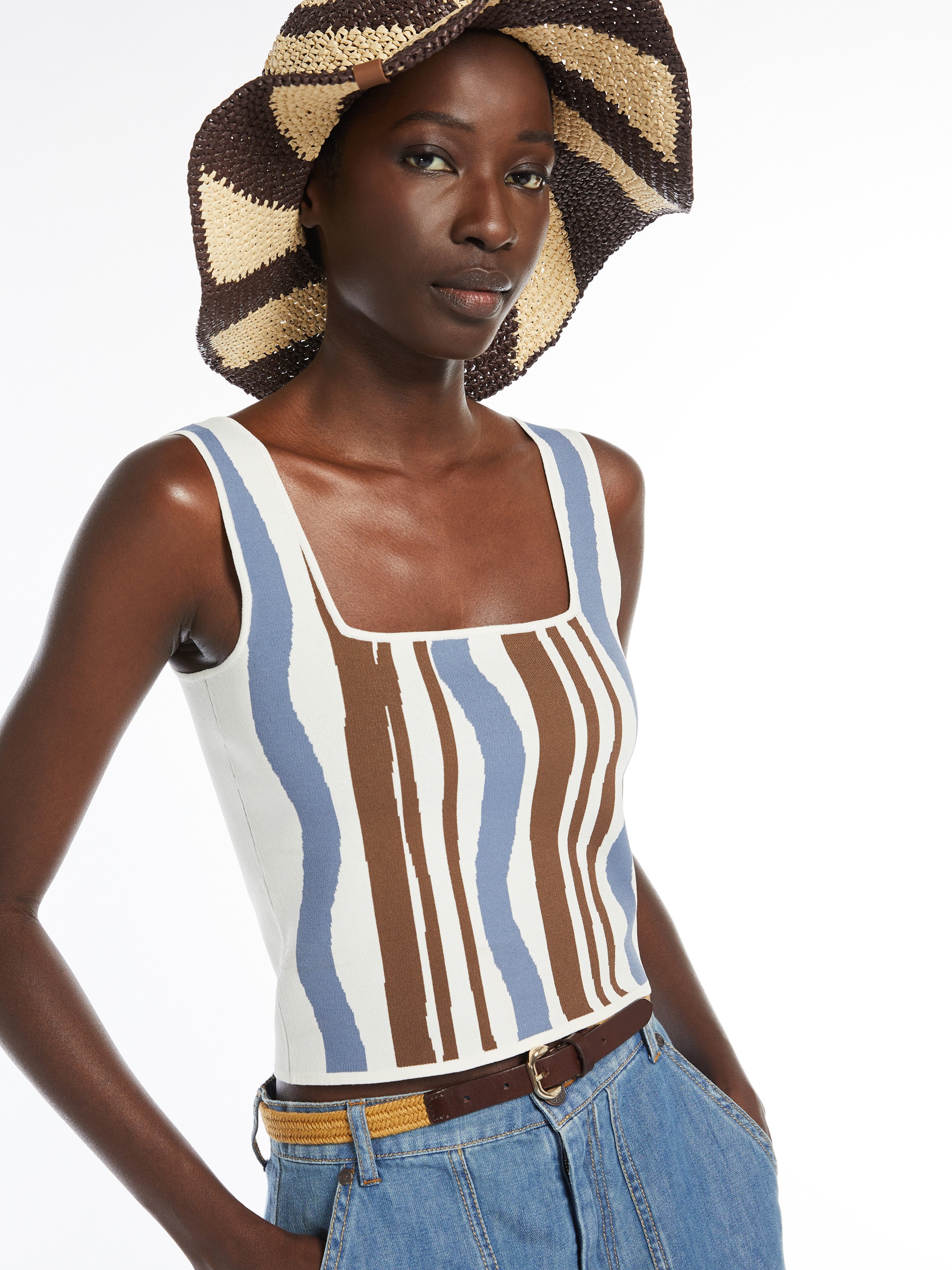 PILADE Jacquard viscose crop top - 5