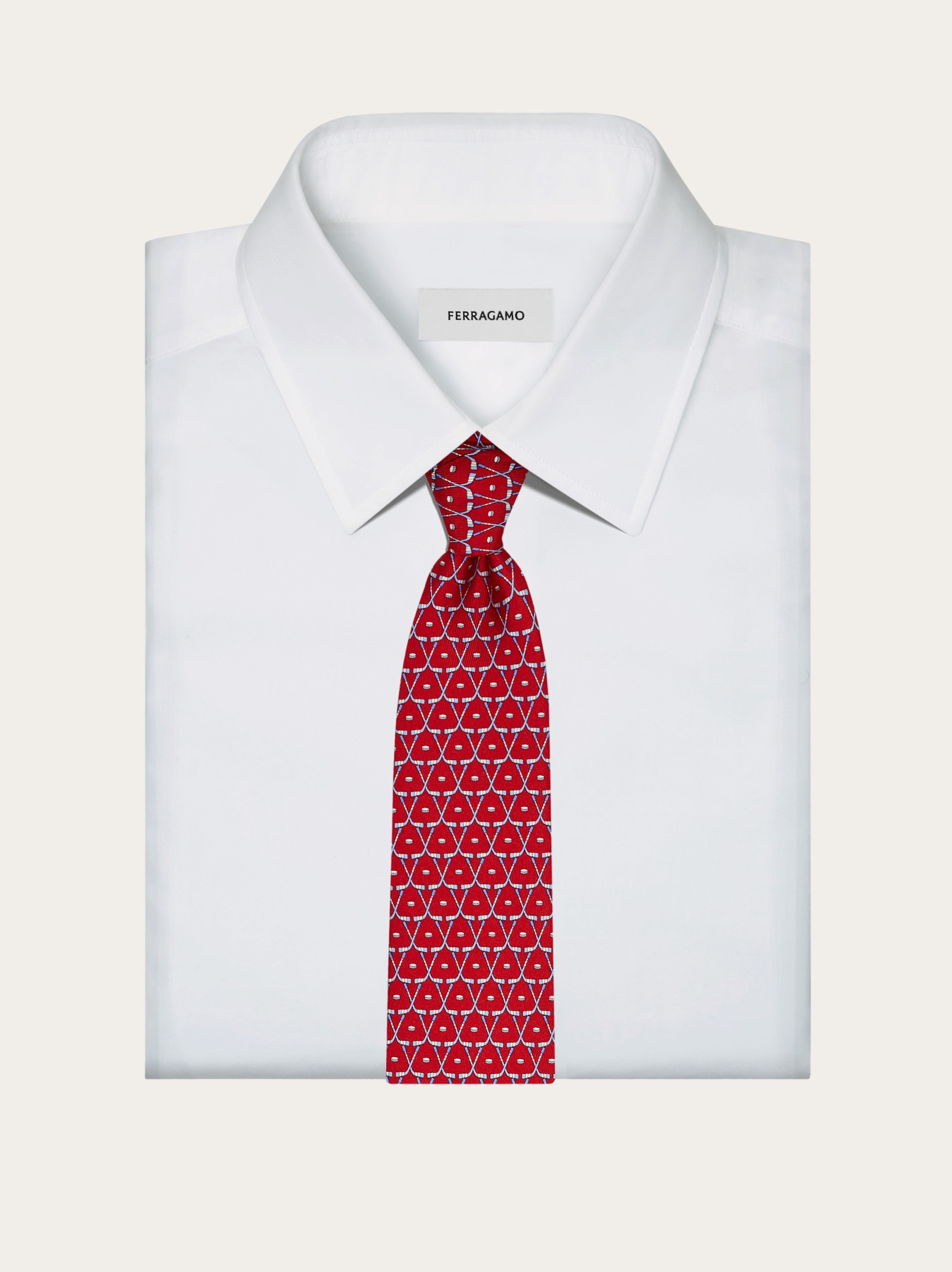 Hockey print silk tie - 4