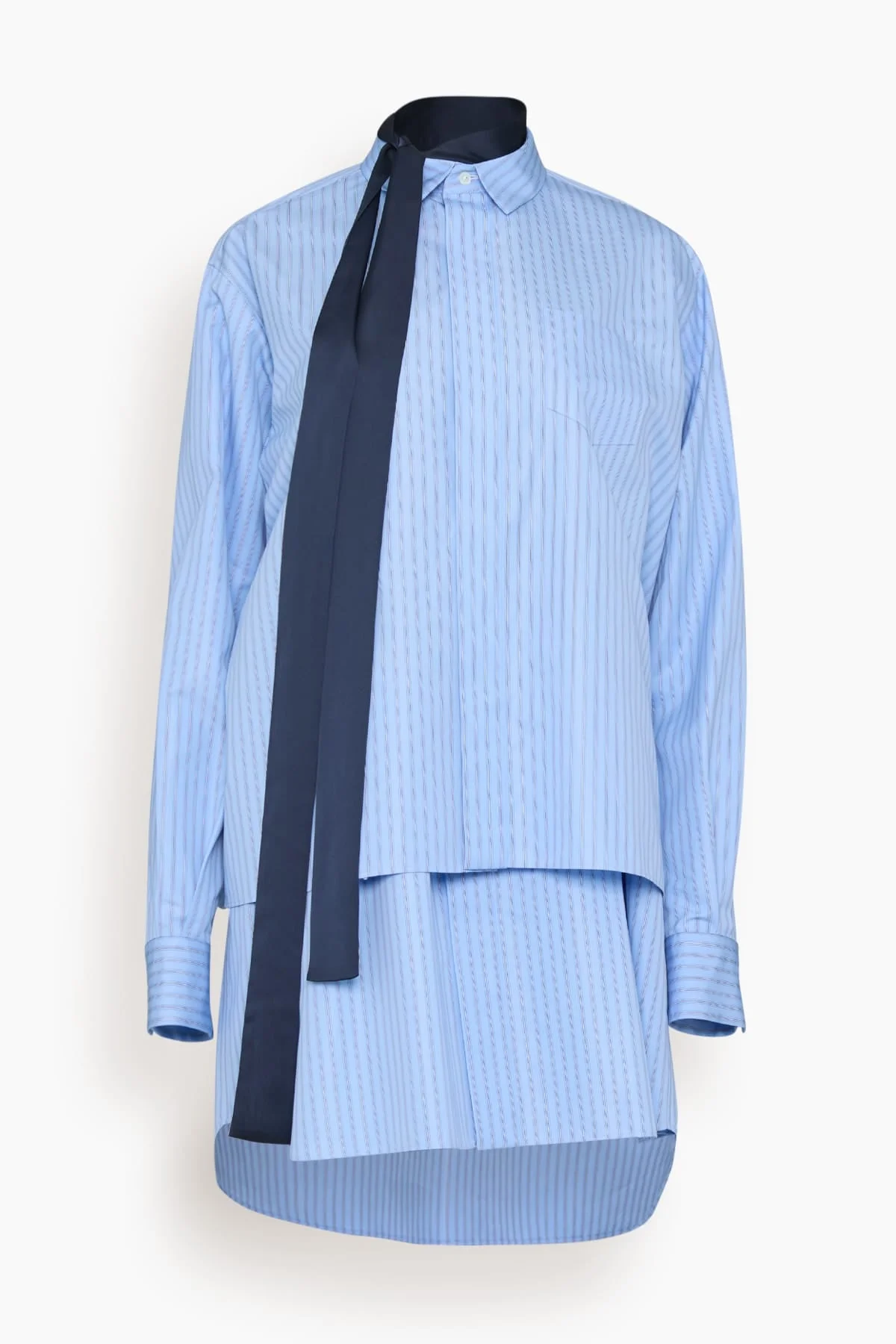 Poplin Dress in Light Blue Stripe - 1