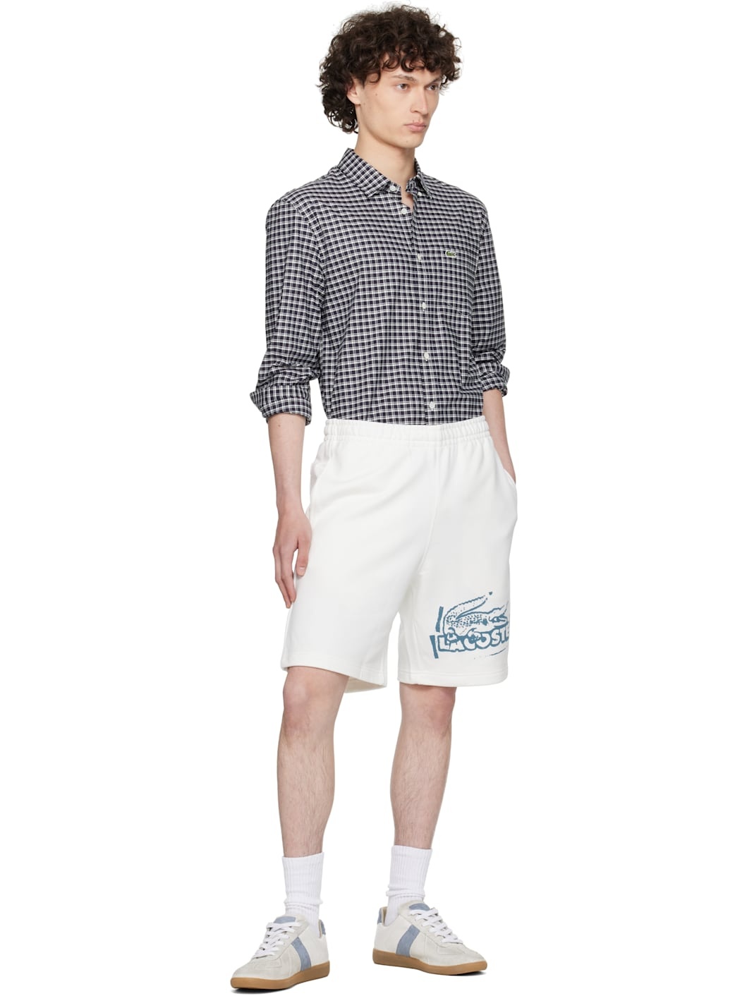 White Graphic Print Shorts - 4
